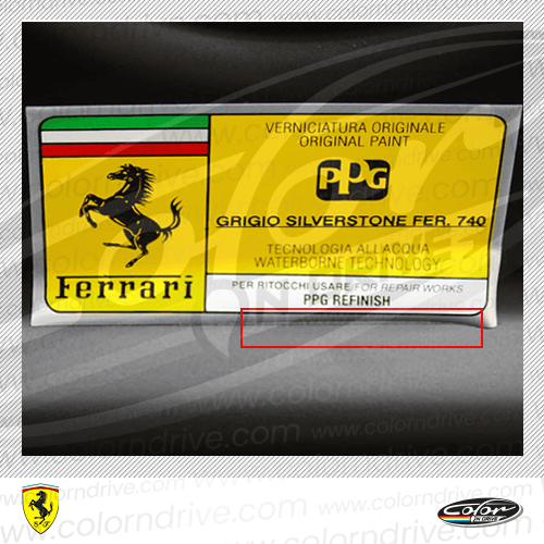 مثال ملصق كود لون Ferrari رقم 4