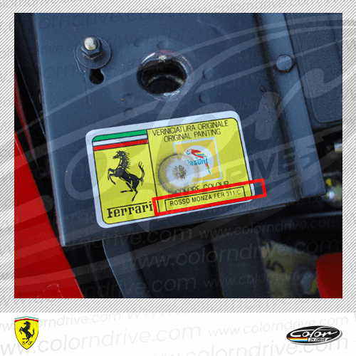 مثال ملصق كود لون Ferrari رقم 5