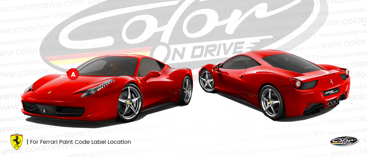 Where the paint code label sits on a Ferrari