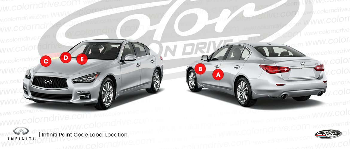 Where the paint code label sits on a Infiniti