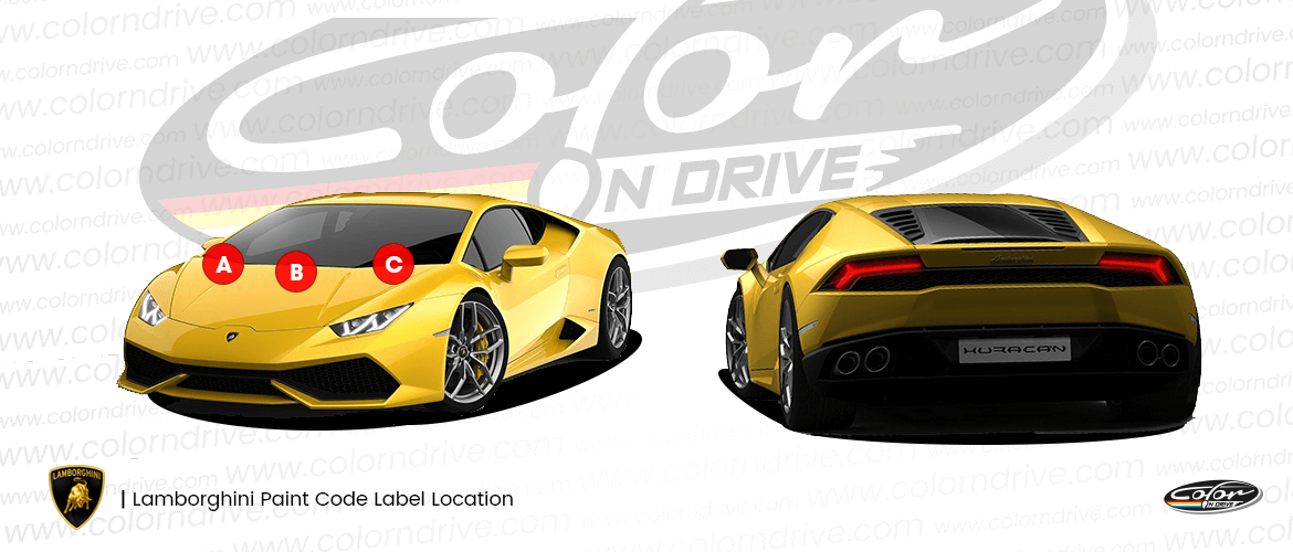 Where the paint code label sits on a Lamborghini