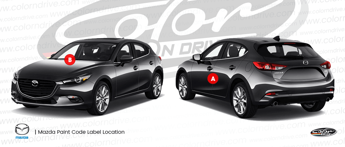 Where the paint code label sits on a Mazda