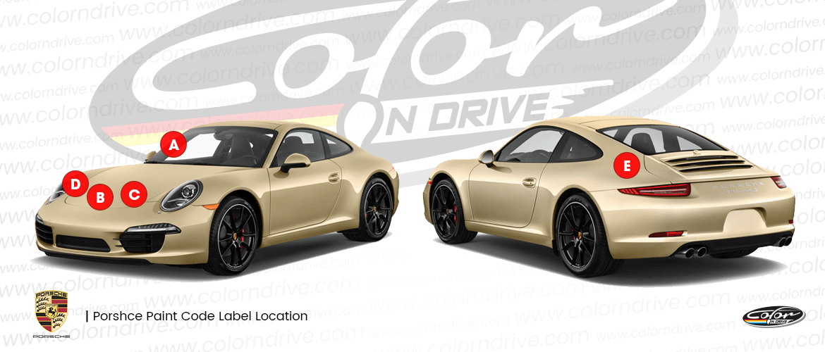 Where the paint code label sits on a Porsche