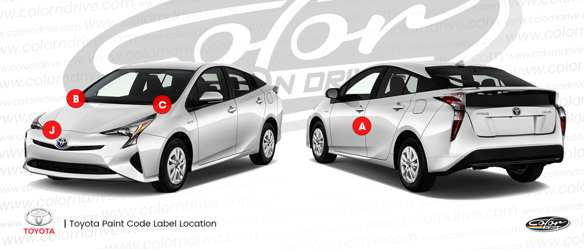 Where the paint code label sits on a Toyota