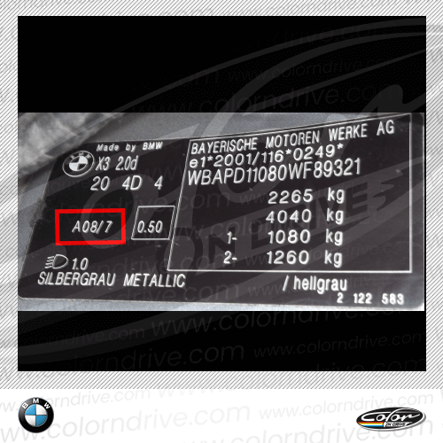BMW paint code label example 6